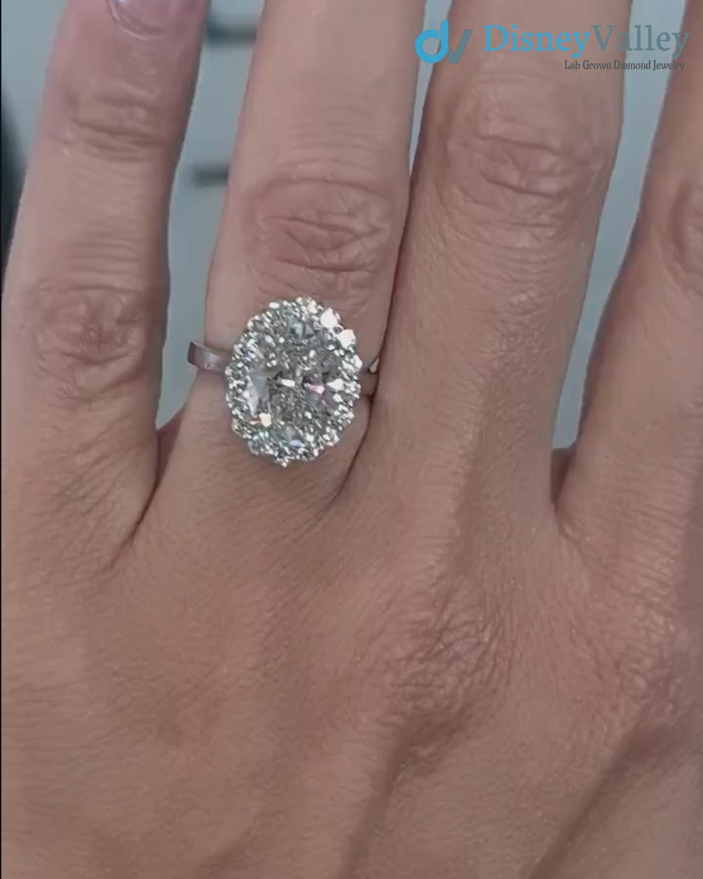 3.20 CTW Oval 3 Stone  IGI Certified pave band engagement ring