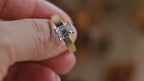 Solid Gold Satin 4mm Band Emerald Cut Moissanite Engagement Ring, Handmade Promise Ring