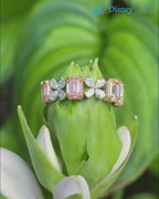 2.30ct Pink Emerald Cut and Pear Cluster Lab Grown Diamond Gold Band