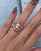 1 carat Oval LAB diamond engagement ring set, Dainty Twig Engagement Ring