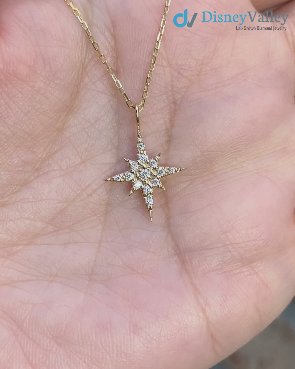Starburst round lab grown Diamond Pave Necklace