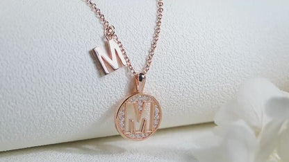 Personalized "M" latter diamond necklace