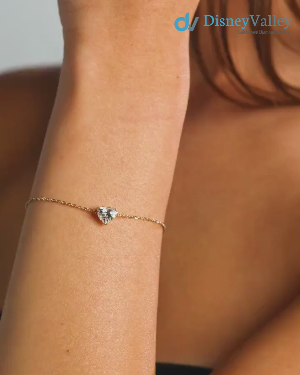 Heart Shaped Diamond Bracelet in Gold IGI Certified Minimalist Bracelet