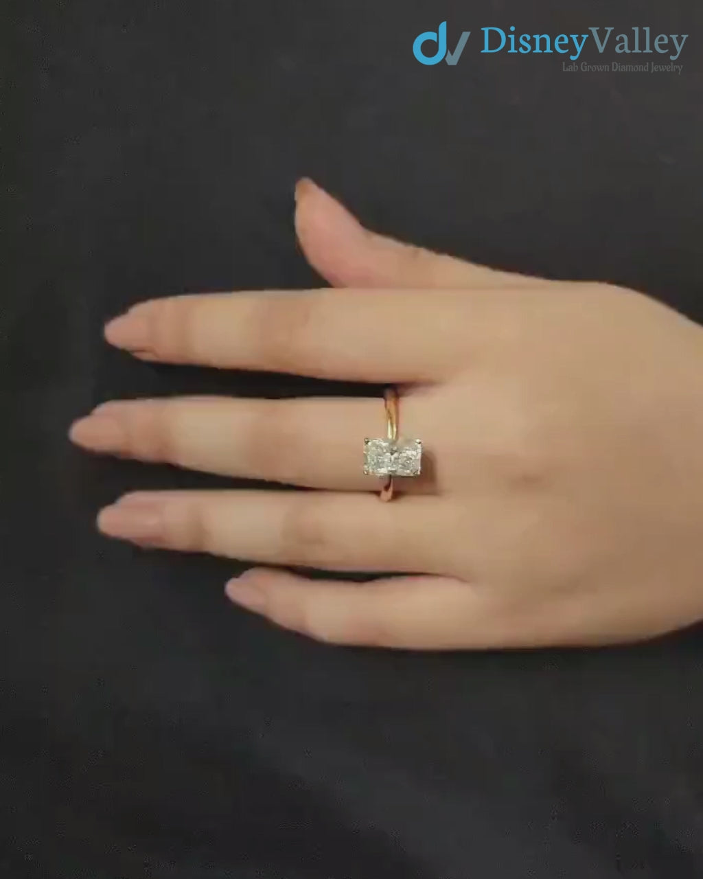 3 CT Radiant Cut Lab Grown Diamond Hidden Halo Solitaire Engagement Ring