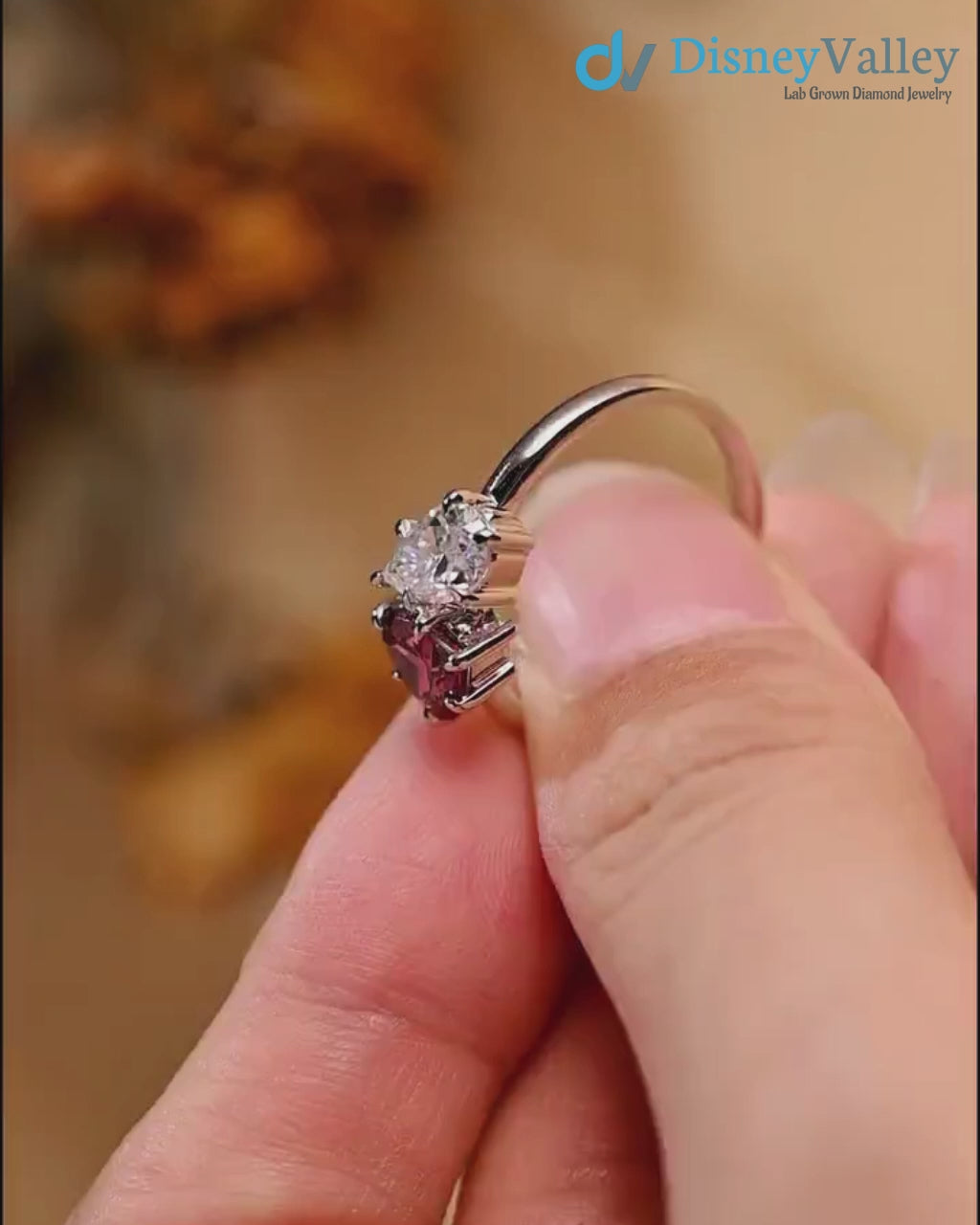 Toi et Moi Solid Gold Pear & Heart Cut Lab Grown Engagement Ring