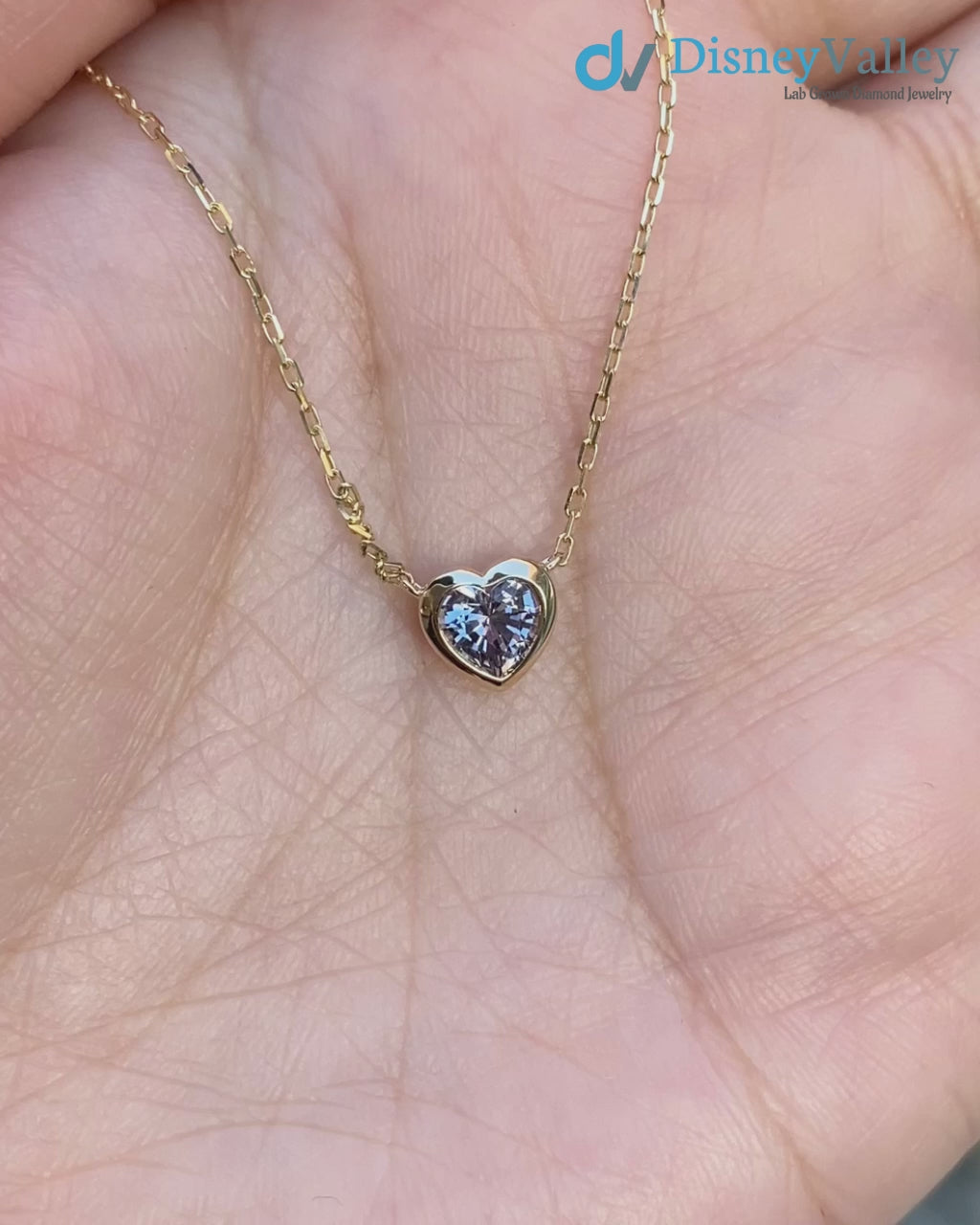 Blue Sapphire Heart diamond Necklace and cable chain