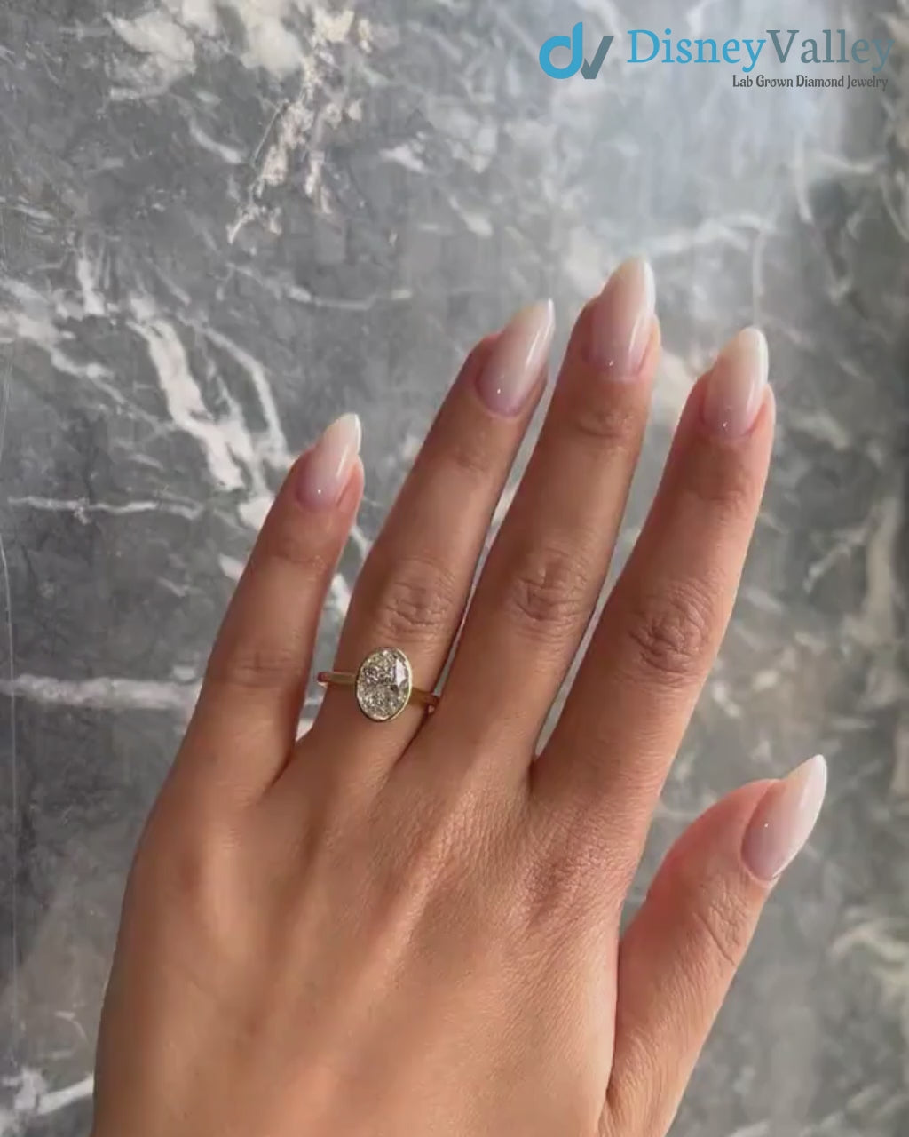 Oval IGI Certified Lab Grown Diamond Bezel Set Solitaire Engagement Ring