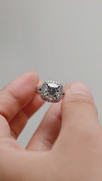 Solid Gold Cushion Cut Moissanite Engagement Ring, Proposal Ring