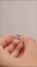 Solid Gold Elongated Cushion Moissanite Engagement Ring, Promise Ring