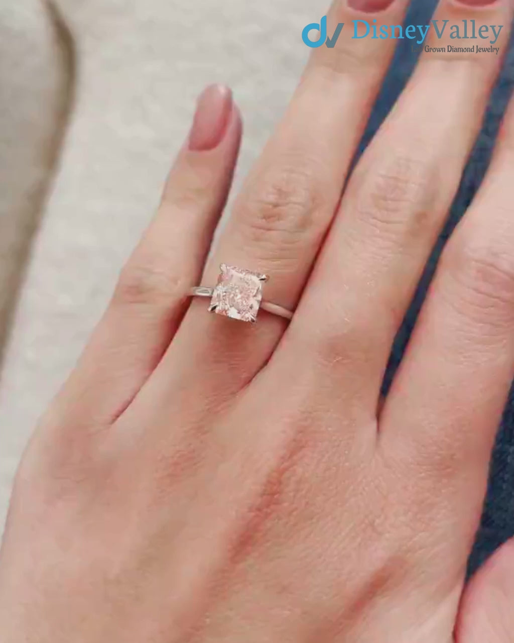 2 Carat Radiant Fancy Intense Pink Lab Grown Diamond Ring