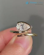 Bypass Lab Diamond Ring Half Bezel Set Ring East West Pear Diamond Ring