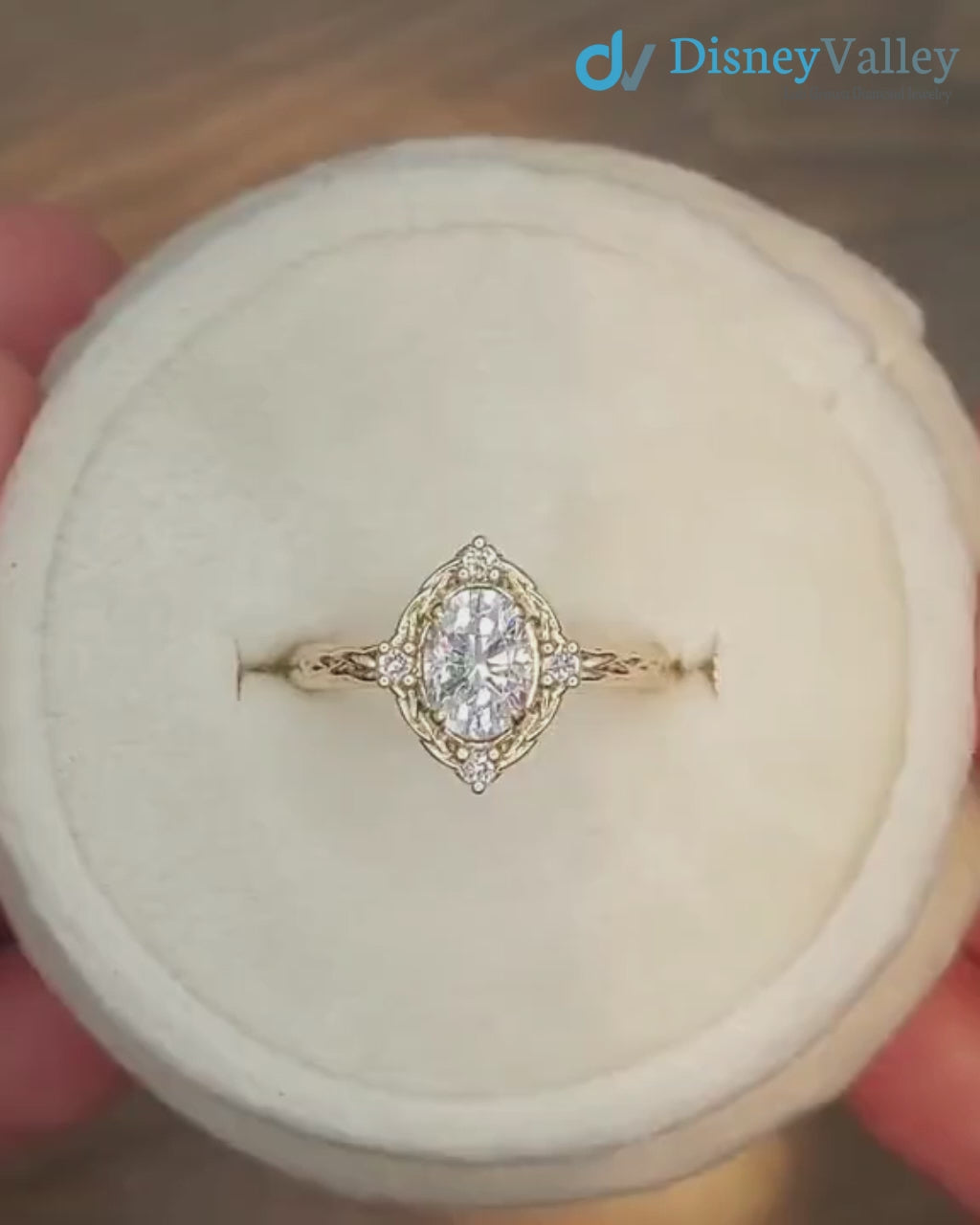 Oval Cut Lab Grown with 4 Lab Diamonds Braided Vintage Halo Engagement Ring