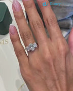 Tri Stone 3.0 Ct IGI Certified E/VS1 Oval Cut Lab Grown Diamond Engagement Ring