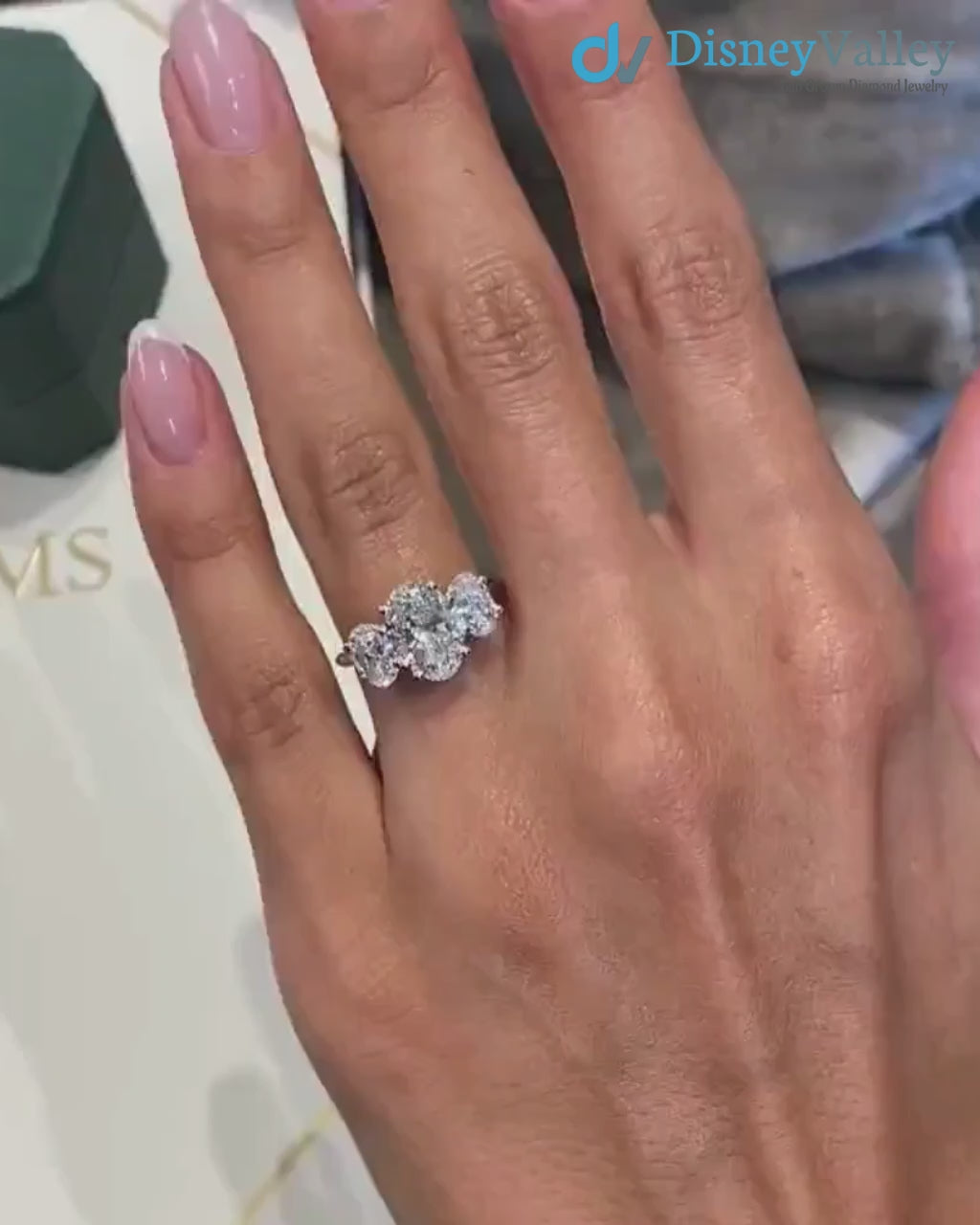 Tri Stone 3.0 Ct IGI Certified E/VS1 Oval Cut Lab Grown Diamond Engagement Ring