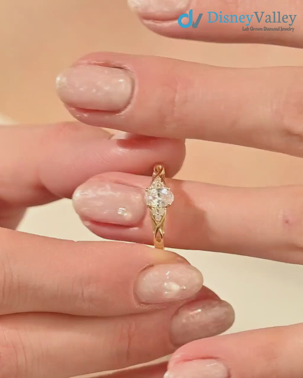 Women's Gold Oval Minimalist Solitaire Ring Simple Proposal Engagement Ring