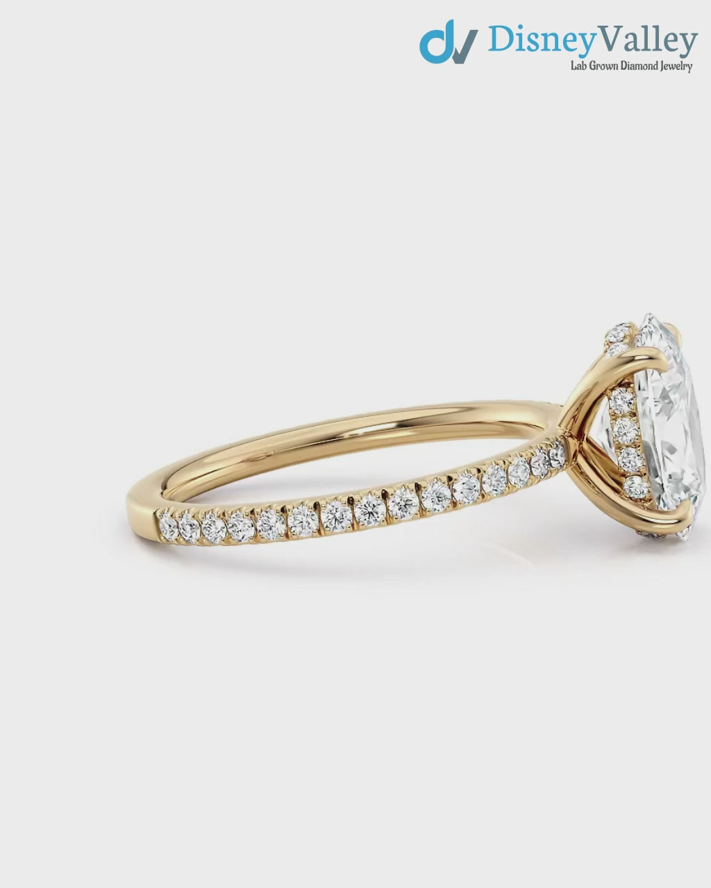 Oval Cut lab grown with Hidden Halo Pave band wedding ring