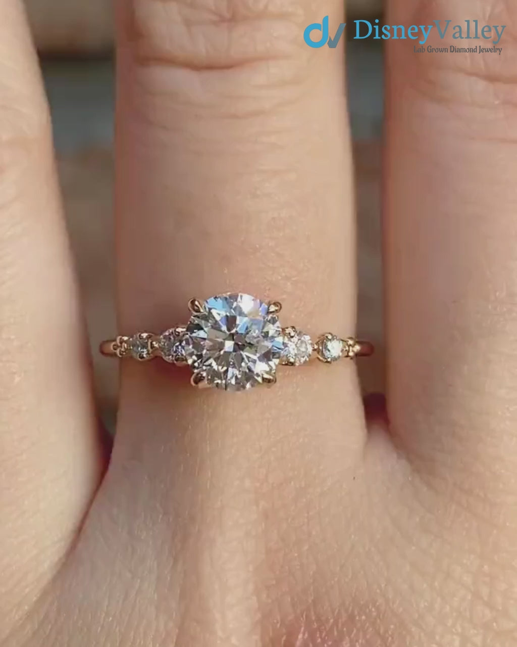 1ct Round Lab Diamond Engagement Ring, large diamond vintage inspired ring