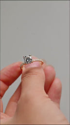 Solid Gold Cushion Cut Moissanite Engagement Ring, Anniversary Gift