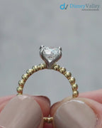 Beaded Diamond Engagement Ring Two-Toned Mixed Metal Solitaire ring