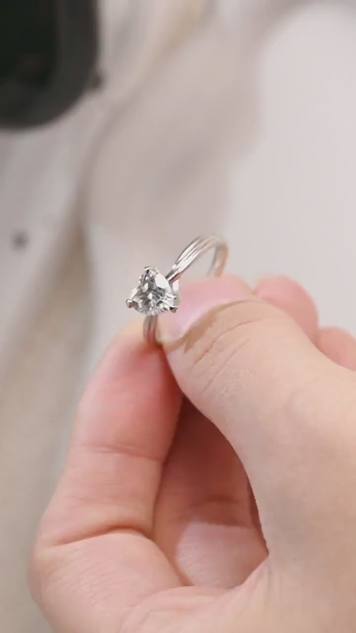 Solid Gold Twisted Band Heart Cut Moissanite Engagement Ring