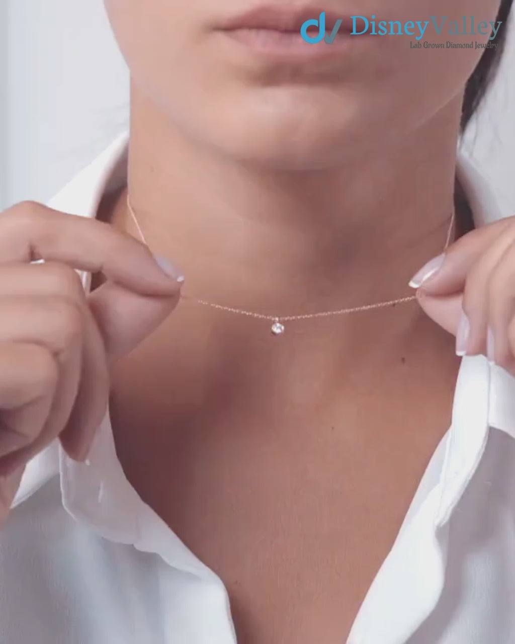 Diamond solitaire bezel necklace Dainty Diamond Necklace
