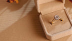 Solid Gold Floral Halo Oval Moissanite Wedding Band Set, Bridal Sets