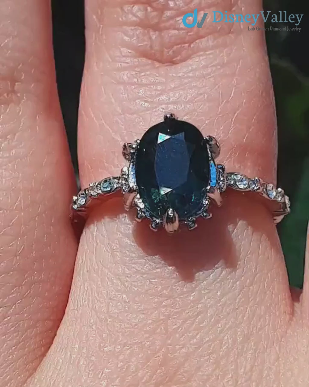 2.5 carat Peacock blue Sapphire oval cut lab grown Engagement Ring