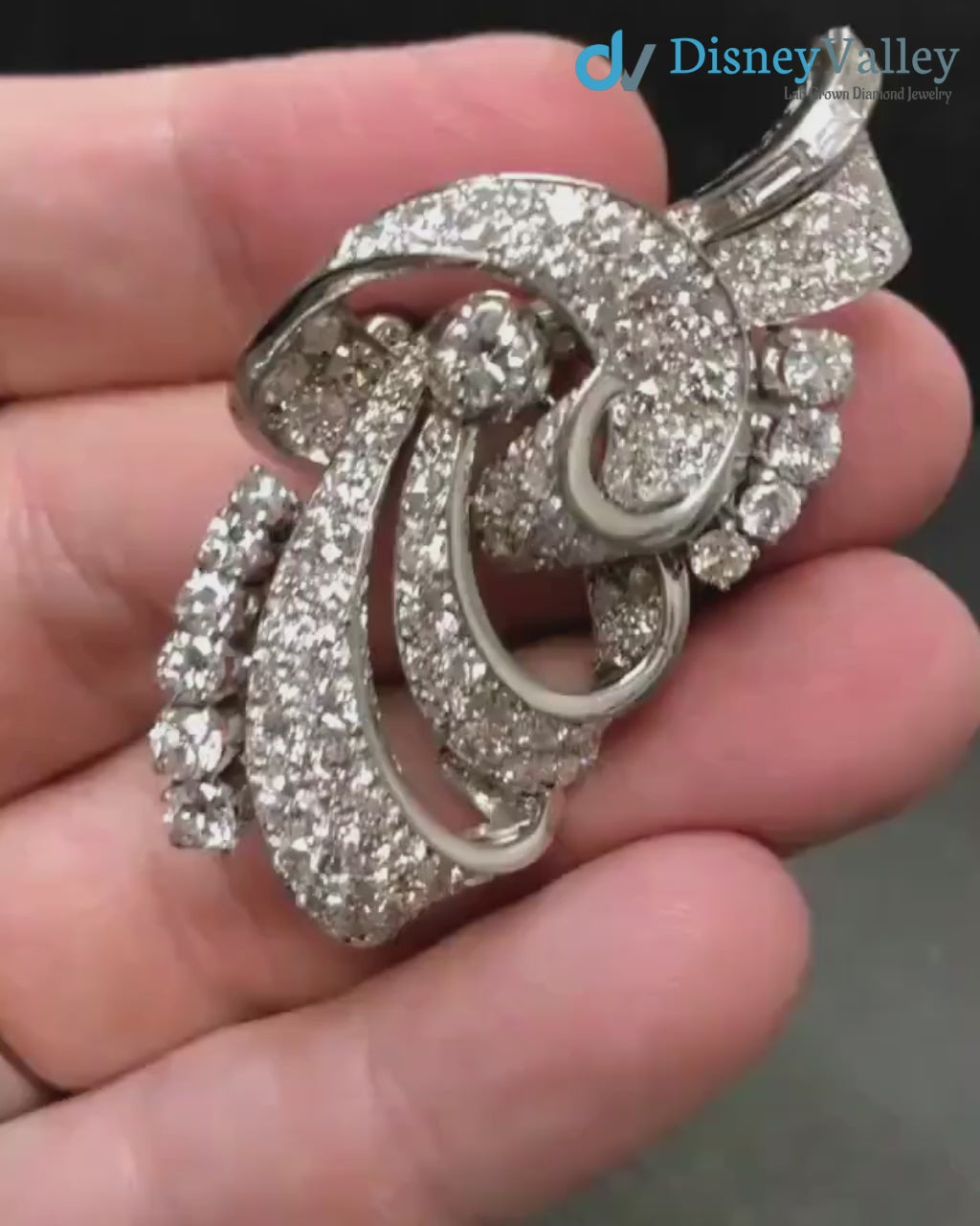 Art Deco Vintage floral with moissanite diamond brooch