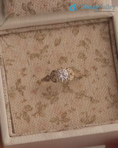 Wild garden leaf vintage solitaire engagement rings