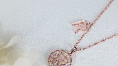 Personalized "R" latter diamond necklace