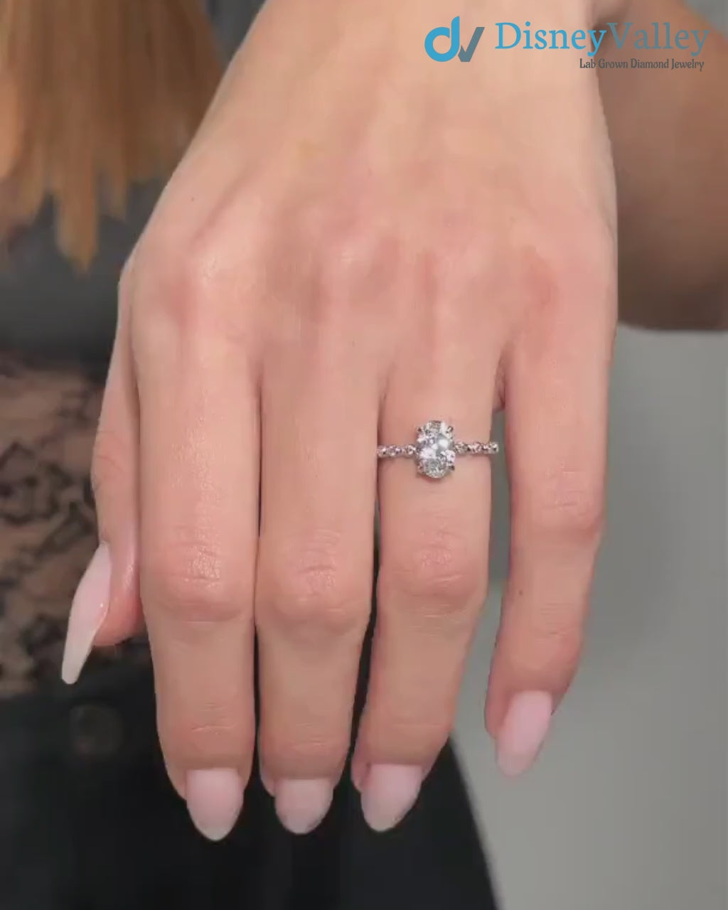 IGI Certified Oval Cut D/VVS2 Lab Grown Diamond Engagement Ring