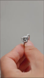 Solid Gold Halo Heart Cut Moissanite Engagement Ring