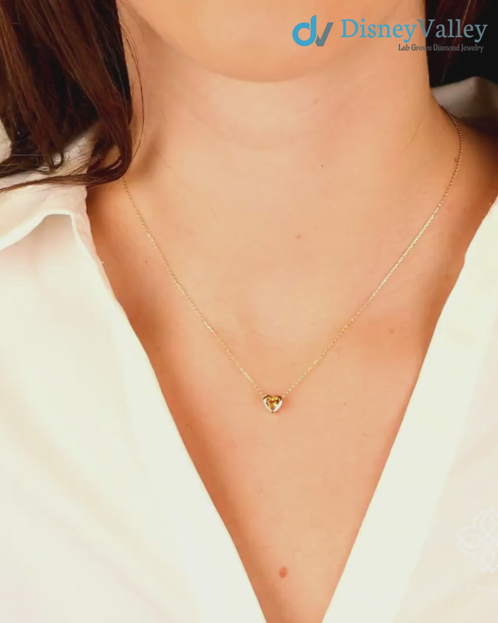 Citrine Necklace, Heart Necklace, Solid Gold, Natural Gemstone