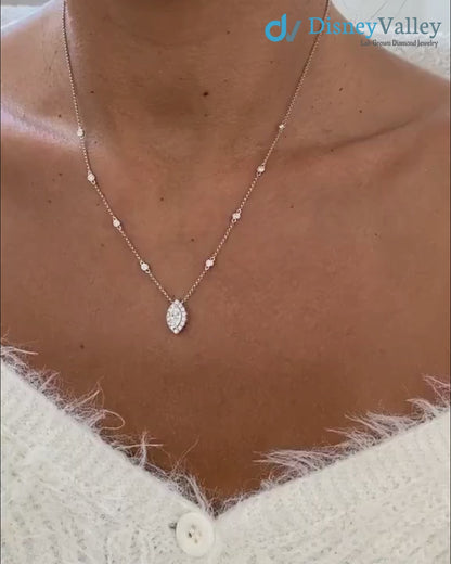 Real White Gold Diamond Necklace 0.89 Carat Lab-Created Diamond