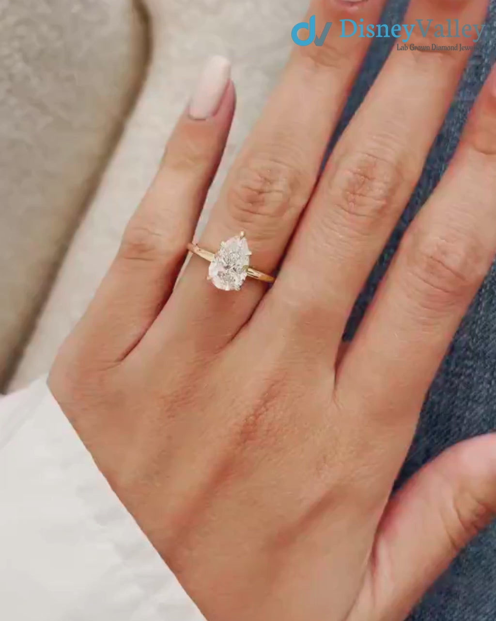 2 Carat Pear Cut Lab Grown Diamond Ring / Pear Shaped Engagement Ring