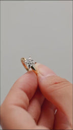 Solid Gold Princess Cut Moissanite Engagement Ring, Promise Ring
