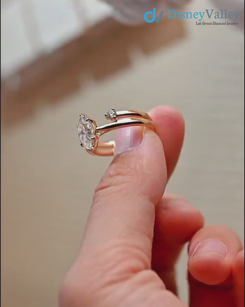 Solid Gold Marquise Cut Lab Grown Engagement Ring