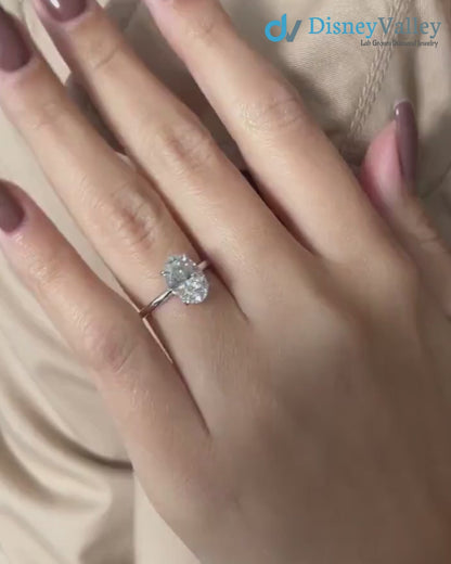 Oval Lab Grown Diamond Engagement Ring, Low Profile Solitaire Fine Jewelry