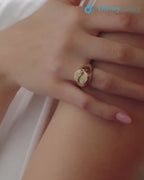 Yin Yang Diamond Signet Ring – Solid Gold Statement Ring, Spiritual Fine Jewelry