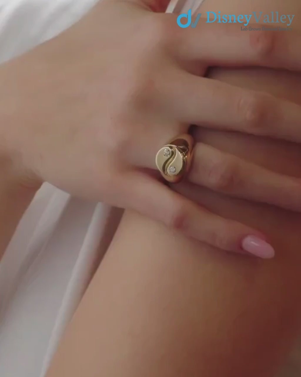 Yin Yang Diamond Signet Ring – Solid Gold Statement Ring, Spiritual Fine Jewelry
