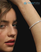 White Gold Emerald Cut Diamond Tennis Bracelet