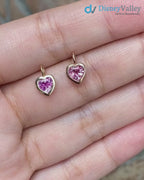Pink Sapphire Heart diamond Necklace and cable chain
