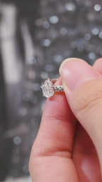 Solid Gold Pear Moissanite Engagement Ring, 3mm Wide Band Ring