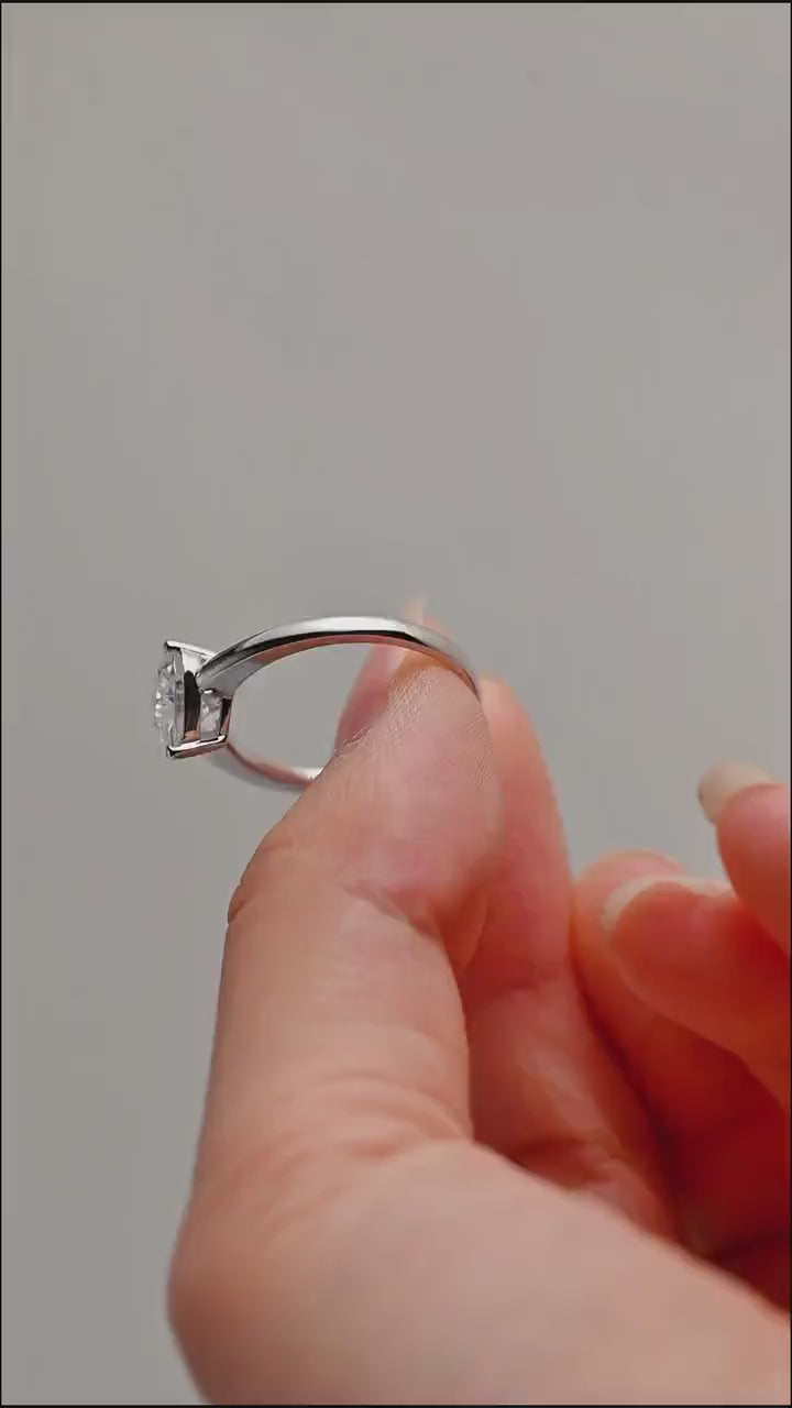 Solid Gold Heart Moissanite Engagement Ring, Anniversary Gift