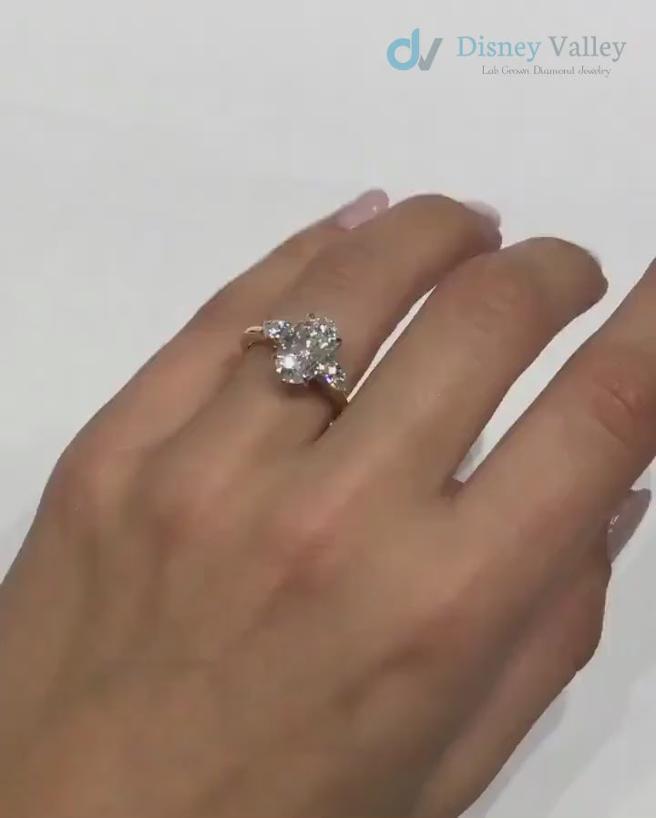 3 CT Oval Cut certified lab grown Engagement Ring Trilogy Wedding Ring