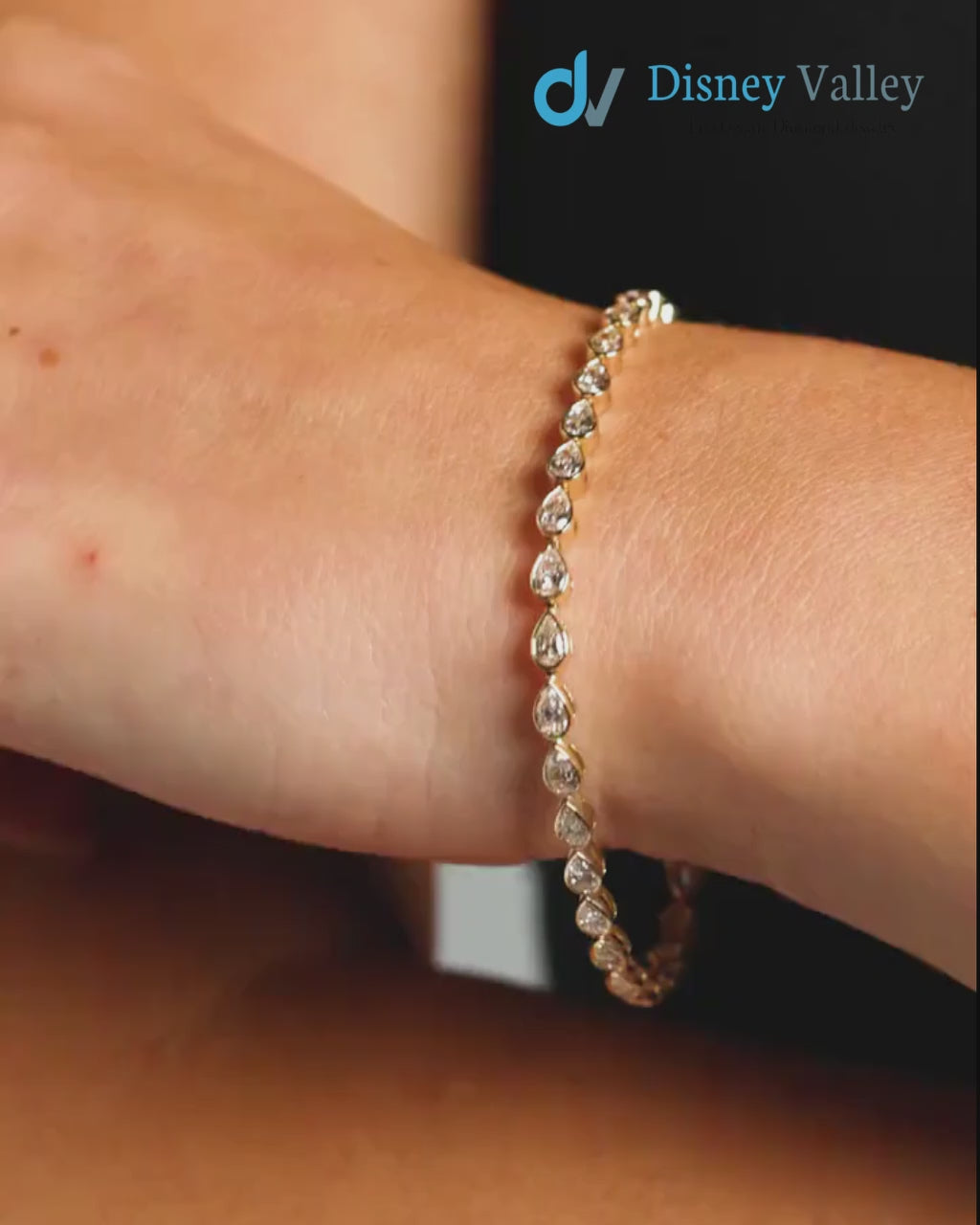 Gold Bezel Set Stone Diamond Bracelet Anniversary Gift for her
