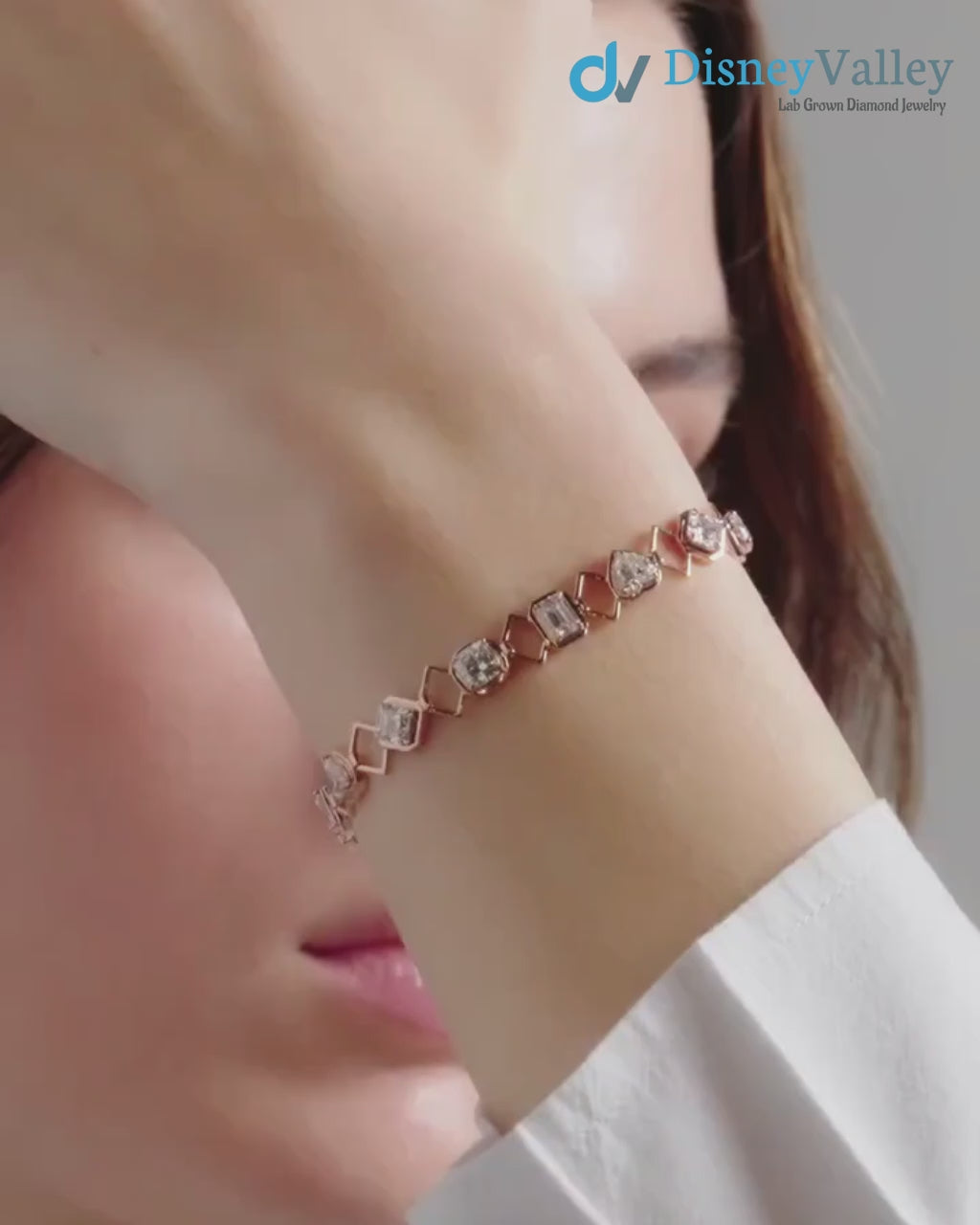 Multi-Shape Lab-Grown Diamond Heart and Emerald shaped bracelet