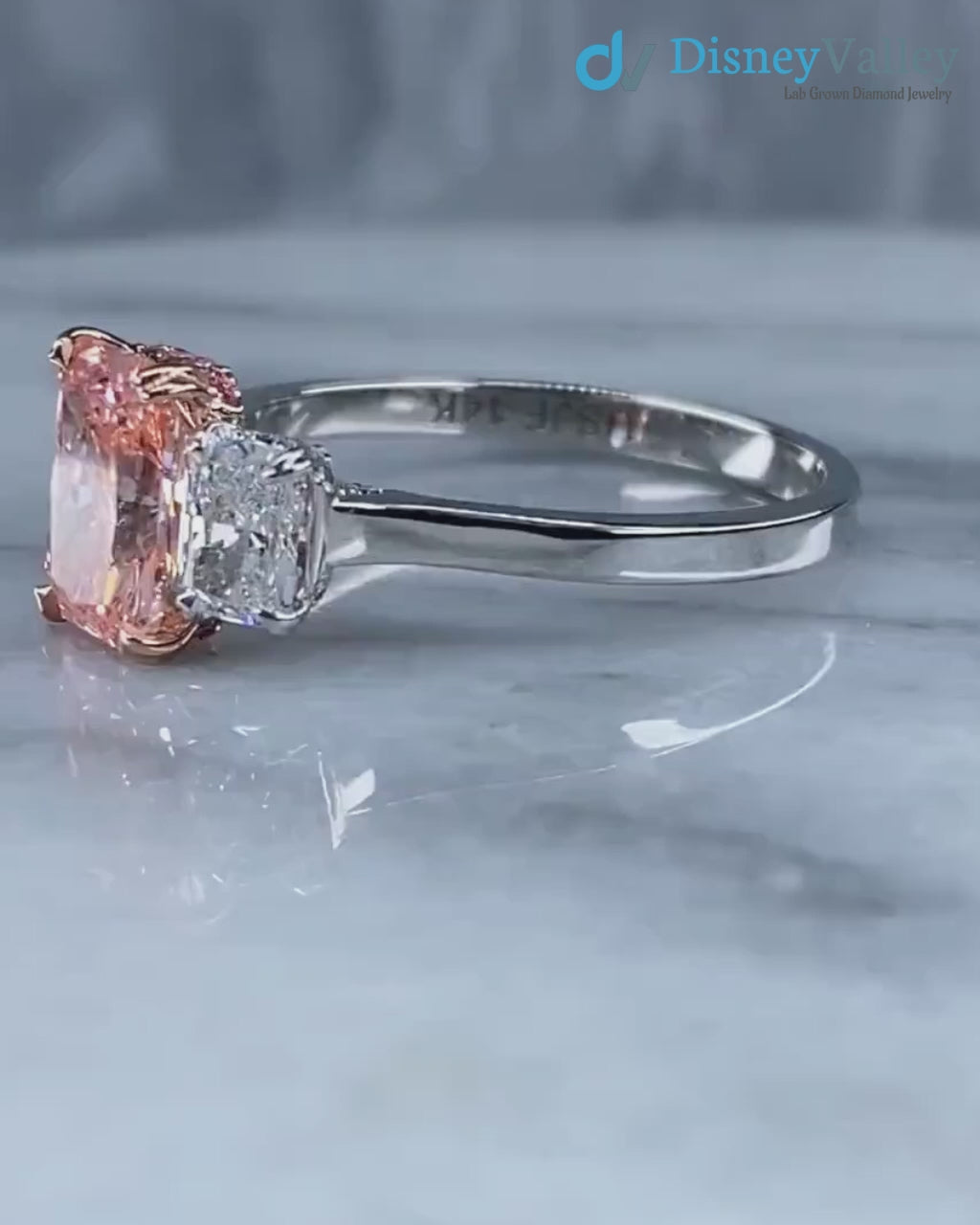 2.4 ct Radiant Cut Vivid Pink Lab Grown Diamond Engagement Ring