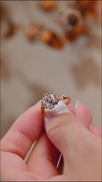 Solid Gold Cushion Moissanite Engagement Ring, Vintage Filigree Ring