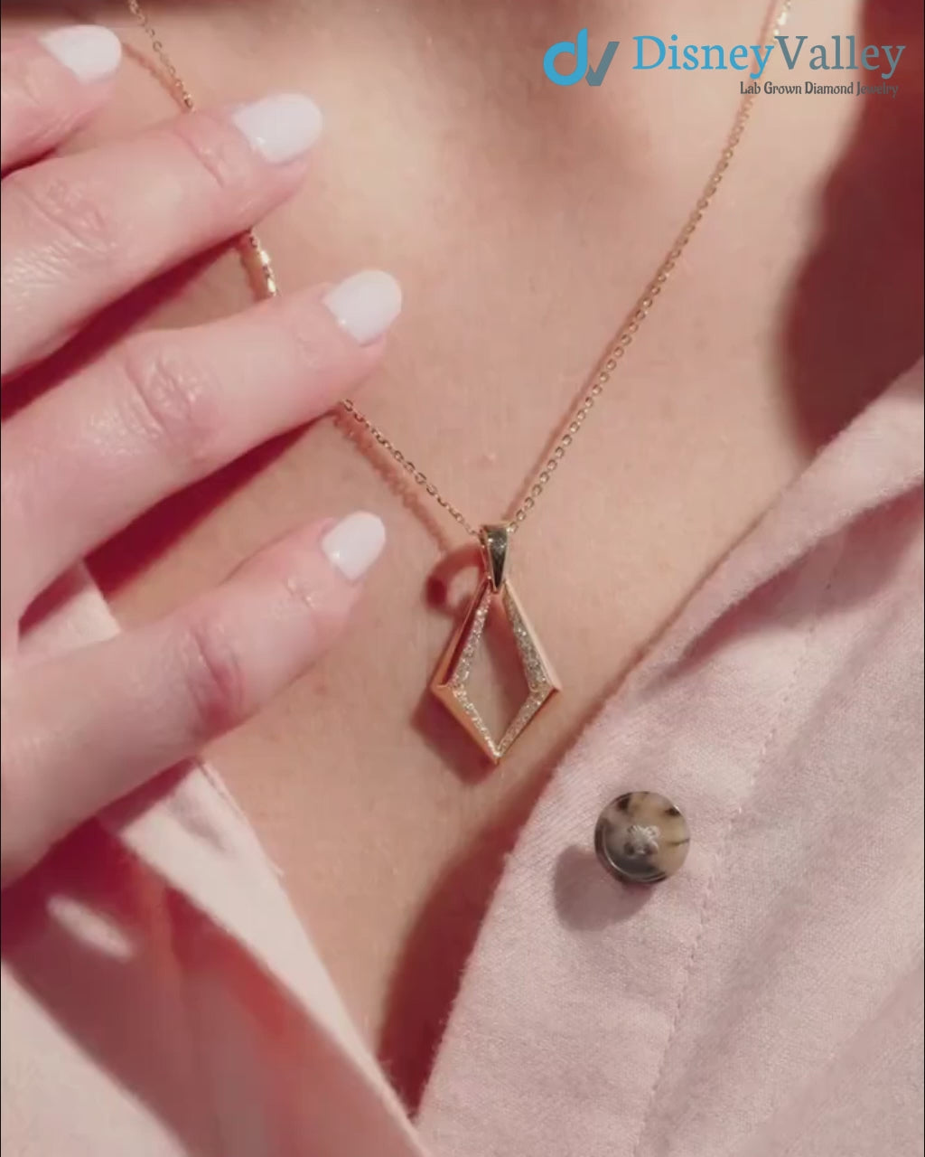Gold Diamond Necklace Lab Grown Diamond Geometric Gold Necklace